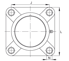 軸承座單元 RCJY50-TV-VA, 四孔塑料軸承座，內圈帶平頭螺釘的外球面球軸承，耐腐蝕設計，R 型密封