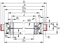 推力角接觸球軸承 ZKLDF120, 雙向，螺釘安裝，兩側帶密封蓋