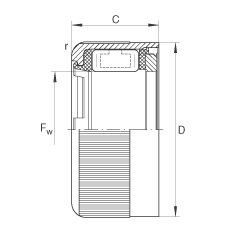 沖壓外圈滾柱離合器 HFL0606-KF-R, 滑動(dòng)或滾動(dòng)軸承布置，塑料彈簧，外圈滾花