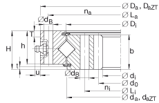 交叉滾子軸承 XI120288-N, 有內(nèi)齒，兩側(cè)唇密封