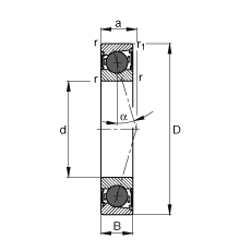 主軸軸承 HCB7213-C-2RSD-T-P4S, 調節，成對或單元安裝，接觸角 α = 15°，陶瓷球，兩側唇密封，非接觸，限制公差
