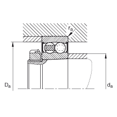 自調心球軸承 2211-K-2RS-TVH-C3, 根據 DIN 630 標準的主要尺寸, 錐孔，錐度 1:12，兩側唇密封
