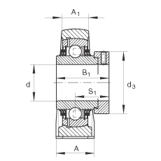 直立式軸承座單元 TASE80, 鑄鐵軸承座,帶偏心鎖圈的外球面球軸承,T 型密封 直立式軸承座單元 TASE80, 鑄鐵軸承座,帶偏心鎖圈的外球面球軸承,T 型密封