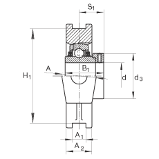 吊裝式軸承座單元 TTUE80, 鑄鐵軸承座,帶偏心鎖圈的外球面球軸承,T 型密封 吊裝式軸承座單元 TTUE80, 鑄鐵軸承座,帶偏心鎖圈的外球面球軸承,T 型密封