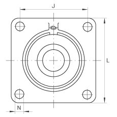軸承座單元 PCCJ40, 帶四個(gè)螺栓孔的法蘭的軸承座單元，鑄鐵，雙列角接觸球軸承，P 型密封