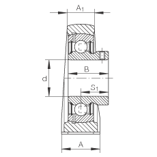 直立式軸承座單元 PSHEY60-N, 鑄鐵軸承座，內(nèi)圈帶平頭螺釘?shù)耐馇蛎媲蜉S承，P 型密封